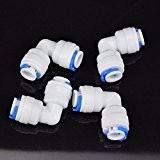 1/4"x1/4" Push Fit Elbow Tube Quick Connect Ro Water Reverse Osmosis Water Filter Parts - Pack of 4