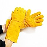 1 Paire de Gants de Soudure en Cuir Kevlar Unisexe Protection des Mains Souple et Confortable Gants d'Hiver Finger Gloves-Jaune