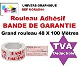 1 Rouleau Adhésif BANDE DE GARANTIE - 48 X 100 MÈTRES- (40% de plus que les 66 mètres)- rouleau pour ...