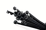 100 X 200MM X 2.5MM BLACK HIGH QUALITY CABLE TIES PLASTIC NYLON ZIP TIE WRAPS by Just Cable Ties