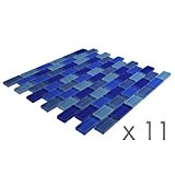 11 piéces Carrelage mosaique en verre Brique Bleu Foncé 30x32 cm (=1m²)