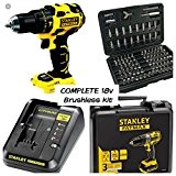 18v CORDLESS LITHIUM STANLEY FATMAX COMBINATION HAMMER/DRILL DRIVER COMPETE KIT x2 LITHIUM BATTERYS PLUS FAST CHARGER by Stanley