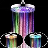 20,3 cm cm rond chromé pluie de douche à LED 7 couleurs changeantes automatique romantique lumière maison salle de bain TOP douche ...