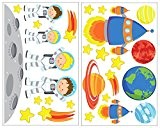 28 pièces Espace Sticker mural pour des astronautes Sticker mural monde tous, 2x 16x26cm