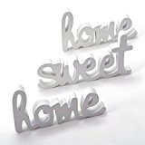 3 PIÈCES LETTRAGE "HOME SWEET HOME" | blanc, 24 cm, bois | sticker mural, décoration