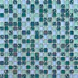 30x30cm perle vert bleu aqua irisé chatoyante mosaïque de verre Sheet (MT0097 Carrelage)