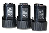 3x Batterie Li-Ion 2000mAh (10.8V) vhbw pour outils MR051, MR051W, RJ01, RJ01W, TD090D, TW100 comme Makita 194550-6, 194551-4, BL1013, BL1014.
