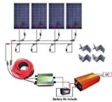 400 Watts Grille à énergie solaire système d'alimentation : 4 Panneau solaire polycristallin 100 W + 1000 W courant à onde Pure sinusoïdale + 30 A ...