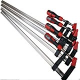 4pc F Clamp Bar Clamp Heavy Duty 600 x 80mm 24 Long Quick Slide Wood Clamp by Toolzone