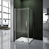70x70x195cm Porte pivotante porte de douche paroi de douche cabine de douche avec barre de fixation 140cm verre anticalcaire