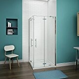80x100x195cm cabine de douche cabine de douche à charnière accès d'angle verre anticalcaire