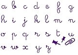 A Deux Mains ADM 120-71 Pochoir Lettres Cursives Minuscules A6 Blanc