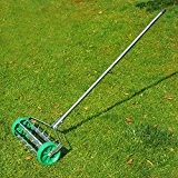 Aérateur de gazon/pelouse pour jardin à rouler poignée télescopique tube galvanisé robuste 135L x 42lcm vert neuf 22