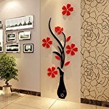 Aifasite Sticker mural Vase 3D en acrylique pour salon chambre / décoration murale 30 x 80 cm
