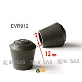 ajile - 4 pièces - Embout enveloppant rond en caoutchouc pour tubes de diam. 12 mm - NOIR - EVR912-M