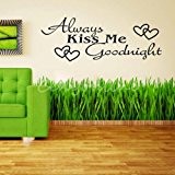 Always Kiss Me Goodnight Phrase Amour Mots Décoration Mur Autocollant Sticker