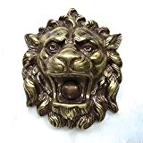 Antikas – Sonnette de porte Lion Tête de Lion style Antique Fabriqué en laiton, Hstorismus