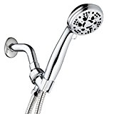 AquaDance? 6-Setting 3.5-Inch Chrome Face Hand Held Shower Head Stainless Steel Hose for the Ultimate Shower Experience! Rub-Clean Jets / ...