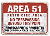 Area 51 - Metal Wall Sign Plaque - Warning, Alien, Conspiracy Theory by Cirrus