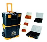 Art Plast 6700R+3060 Caisse à outils à roulettes en plastique avec lot de valises caisses à outils assorties Noir/jaune/transparent