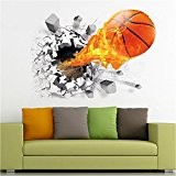 ASIV 3D Basket-ball Murale Sticker Autocollant pour Décoration de Salle, Amovible Stickers Muraux pour Décoration de Chambre, 50* 70cm