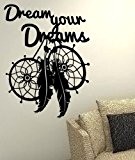 Attrape-rêves en plumes ethnique Dream Catcher Dream votre Dream- famille maison Life Love Together Citation mur Stickers Stickers en vinyle ...
