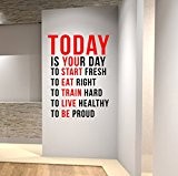 Aujourd'hui est votre jour pour commencer à frais... Sticker Mural Empire quote-health et Spinning Kettlebell pour entraînement Fitness Boxe UFC ...