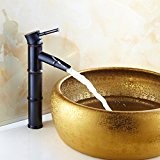 Auralum Robinets Vasque Poignée Simples Migiteur Lavabo bronze en bambou noir