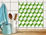 Autocollant Carrelage Sticker | Enjolivure de chambre d'enfants - Mosaique murale | Design 3D Cubes - Vert | 10x10 cm ...
