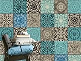 Autocollant Carrelage Sticker | Mosaique murale - Personnaliser salle de bains | Design Marocain | 20x20 cm (40 pièces)