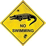 Autocollant sticker laptop macbook panneau route australie crocodile no swimming
