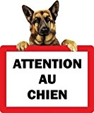 Autocollant sticker portail porte attention au chien berger allemand panneau