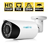 AutoFocus Bullet Security IP Camera,Reolink RLC411 4MP,4X Optial Zoom,PoE,Outdoor, with Good Night Vision Home Surveillance, Motion Detection, Remote Access, Plug ...