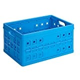 Bac de rangement plastique pliable (H)265x(L)540x(l)380mm bleu capacité de charge 30 kg (SUNWARE Square folding box 46L)