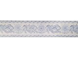 Bandeau 29104 fonds blanc et dessin floral classique Bleu avec Bordini entrelacés Bleu.