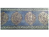 Bandeau Haute Papier parato pour murs Bleu, Tiffany, Violet et embouts Jaune or brillant. Grecque bord 710134