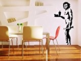 Banksy – Homme des Cavernes Avec Fast Food XL – Version 2 Sticker mural améliorée, noir, Medium: 60cm x 130cm / 24" x 51"