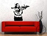 Banksy Mona Lisa With Bazooka Wall Sticker 60x60cm, Facing Right by Broomsticker