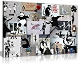 Banksy Montage Collage Printed Canvas Wall Art Print - A1 by Unknown