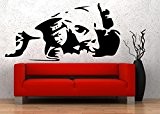 Banksy Style cocaïne cuivre Art Sticker mural, noir, Small: 30cm x 60cm