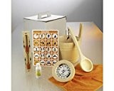 Baquet d'infusion pour sauna Kit accessoires premium 6 pièces, Thermo/hygromètre et louche