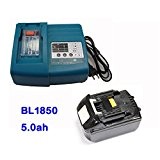 Batterie De Rechange 18V Lithium-Ion 5,0Ah pour BL 1830 BL1850 + Chargeur Makita DC18RC DC18RA DC1414