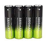 Batterie Elyseesen 4 x5800mAh Li-ion 3, 7V 18650 Rechargeable batterie pour lampe torche (noir)