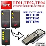 BFT TE01 / BFT TE02 / BFT TE04 Compatible Télécommande, 4 canaux 433,92Mhz fixed code CLONER. Remplacement de haute qualité ...