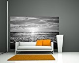 Bilderdepot24 pajetée peint photo autocollant - autoadhésif "Coucher de soleil à Hawaï - noir et blanc" 300x200 cm - vente ...