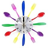 Bobury Multi couleur Fourchette Cuillère Horloge murale Cuisine Couverts Horloge Décoration