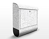 Boîte aux lettres Zebra Design Lightgrey | 39x46x13cm boîtes postales boîte aux lettres au format XXL film décoratif porte-journaux fente ...