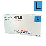 Boite de 100 Gants Vinyle pré-poudrés Taille L / 8-9 EMILABO