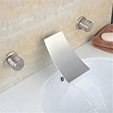 BTBT parfaitement durable robinet Cuivre double poignées trois trous cascades dessin dans le mur caché split veston lavabo robinet d