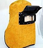 Buwico® Masque de soudure pliable, portable et respirant en cuir de vache Lunettes de protection à rabat Jaune